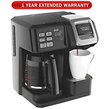 Hamilton Beach FlexBrew 2-Way Brewer Programmable Coffee Maker (49976) with Extended Warranty