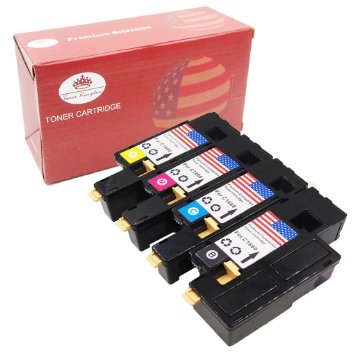 Toner Kingdom 4PK 1Black 1Cyan 1Magenta 1Yellow Combo Set Toner Cartridges Replacement for Dell Color C1660 C1660W C1660cnw Printers