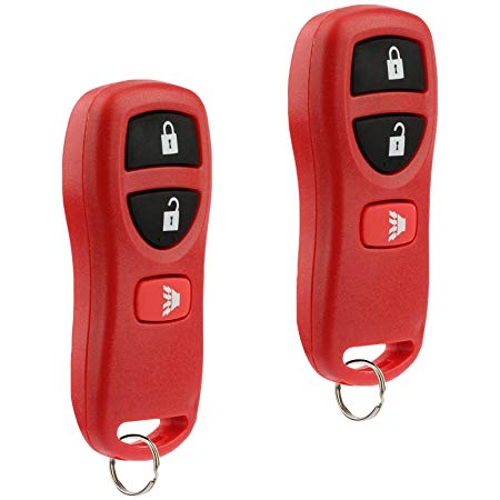 Key Fob Keyless Entry Remote fits Nissan Frontier Armada Murano Pathfinder Quest Sentra Titan Versa Xterra / Infiniti QX4 FX35 FX45 (KBRASTU15 Red), Set of 2
