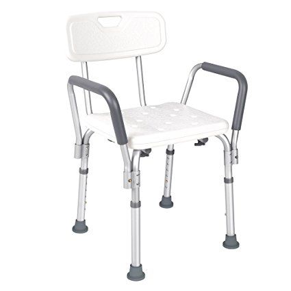 JCMASTER Shower Chair with Back and Arms for Disabled