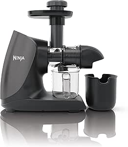 Ninja JC101C, Cold Press Juicer Pro, Compact Powerful Slow Juicer With Total Pulp Control and Easy Clean, Graphite (Canadian Version) Black 16oz (Renewed)