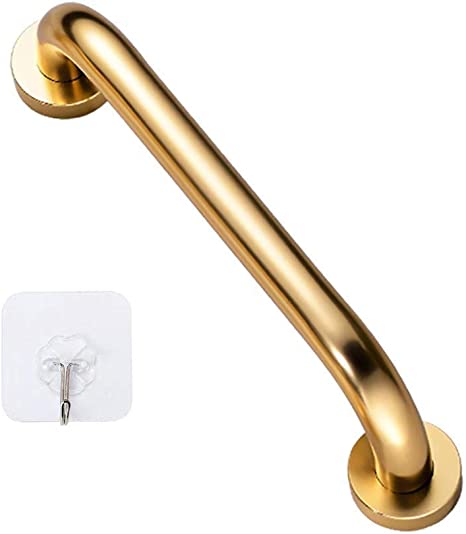 12 Inch Stainless Steel Shower Grab Bar, ZUEXT Gold Shower Handle, Bathroom Balance Bar, Safety Hand Rail Support Bar for Handicap Elderly Injury, Senior Assist Bath Tub Wall Concealed Mount Handle