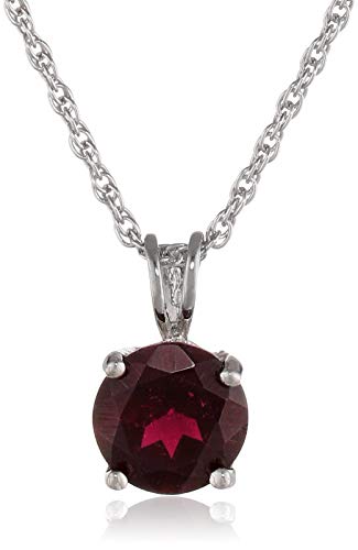 Sterling Silver Round Garnet Pendant Necklace