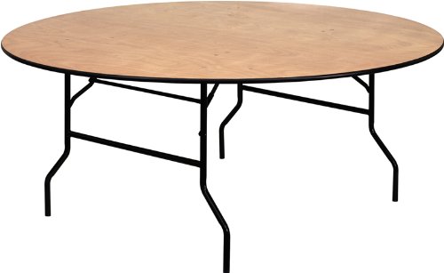 Flash Furniture 72'' Round Wood Folding Banquet Table with Clear Coated Finished Top