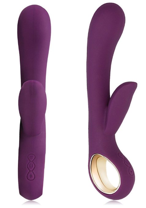 Sexy Slave Alice's Rechargeable Dual Wand 6 Function Silicone Waterproof G-Spot and Clitoral Rabbit Vibrator, Purple