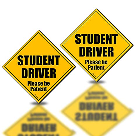 Zento Deals 2 Pack of All Weather Reflective Student Driver Please Be Patient Magnetic Sign