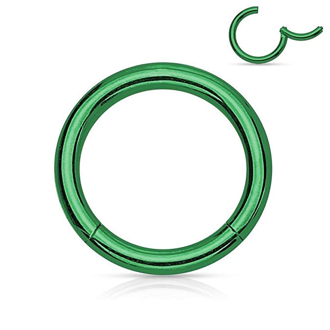 Fifth Cue Hinged Seamless Septum Clicker Ring 316L Surgical Steel - Choose Size/Color (Sold Individually)