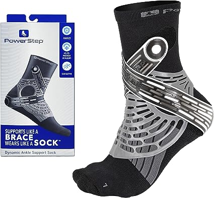 Powerstep Dynamic Ankle Stability Sock, Ankle Brace and Compression Sock, for Flexibility, Support and Injury Prevention