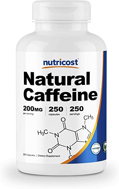 Nutricost Natural Caffeine 200mg, 250 Veggie Capsules - Gluten Free, Non-GMO