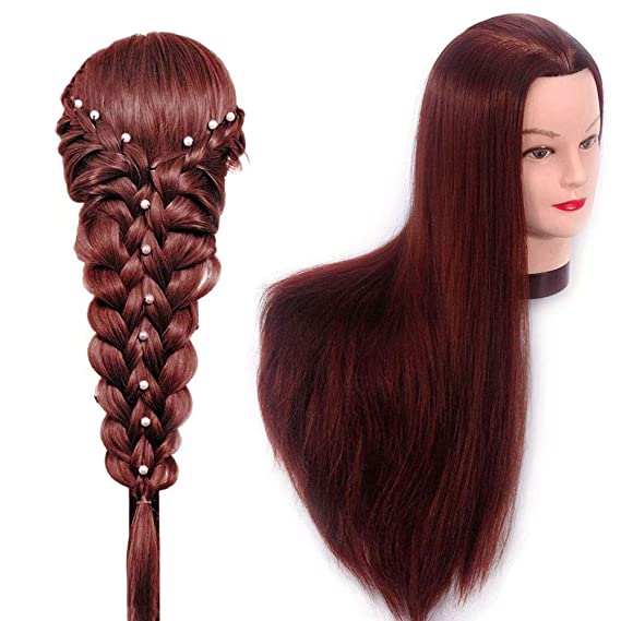 HAIREALM Mannequin Head 26" Hair Styling Training Head Manikin Cosmetology Doll Head Synthetic Fiber Hair SC3318P