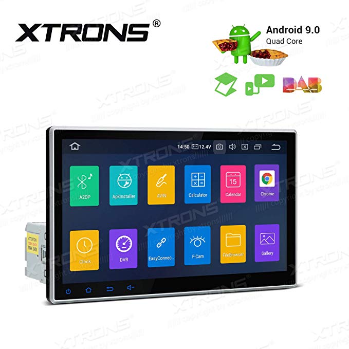 XTRONS Android 9.0 Car Stereo Radio GPS Navigator 10.1 Inch Touch Display Rotatable Face Panel Head Unit Supports Car Auto Play Bluetooth 5.0 WiFi Backup Camera DVR OBD TPMS Full RCA Output