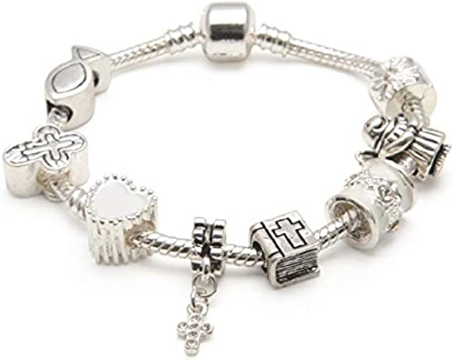 Liberty Charms First Communion Gifts for Girls Silver Plated Charm Bracelet with Gift Box