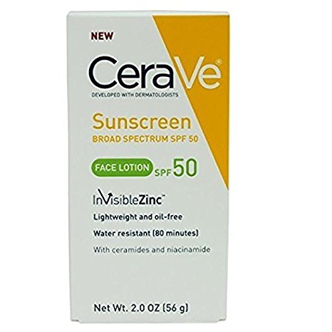 CeraVe SPF 50 Sunscreen Face Lotion, 2 Oz (Pack of 2)