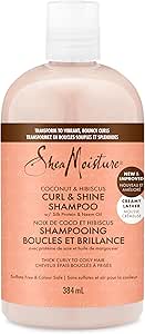 Shea Moisture Coconut & Hibiscus Curl & Shine Shampoo with Silk Protein and Neem Oil, Cleanse and Hydrate, Thick & Curly Hair 384ml