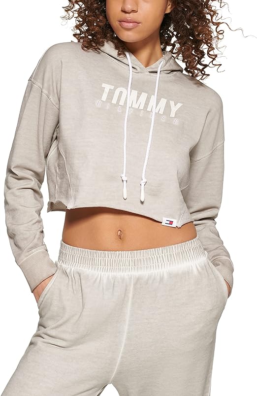 Tommy Hilfiger Women's Cropped Tied Logo Hoodie