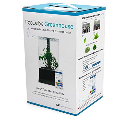 EcoQube Greenhouse - Self-Watering Hydroponic Garden Desktop Decor with Smart LED Grow Lights