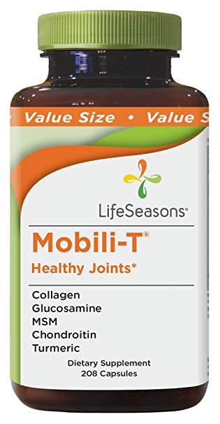 Mobili-T - Joint Pain Relief Supplement - Increase Range of Motion - Rebuild Joint Tissue - Healthy Knee and Back Support - Contains MSM, Collagen, Chondroitin - LifeSeasons (208 Capsules)