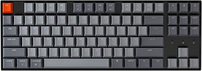 Keychron K8 TKL Gaming Mechanical Keyboard Wireless/Wired, 87 Keys Compact RGB Backlit Illuminated Keyboard, Gateron G Pro Red Switch Office Computer Keyboard for Windows Mac PC Gamer