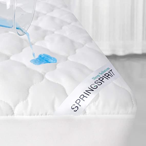 Springspirit Waterproof Full Mattress Protector, Breathable & Noiseless Full Mattress Pad Cover Quilted Fitted with Deep Pocket Strethes up to 18" Depth (54"x 75")