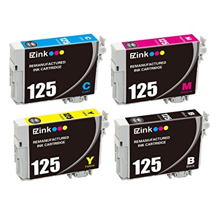 E-Z Ink Remanufactured Ink Cartridge Replacement For Epson 125, 1 Black, 1 Cyan, 1 Magenta, 1 Yellow