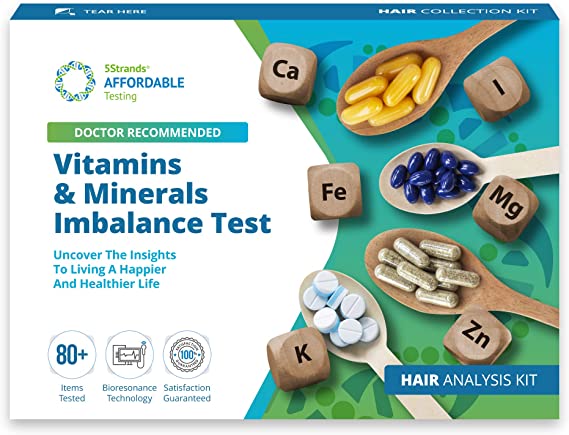 5Strands Nutrition Test, 80 Vitamins, Minerals, Amino Acid Imbalances Tested, Accurate Hair Analysis, Health Results in 5-7 Days, Diet & Lifestyle Wellness