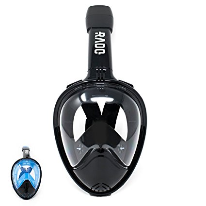 RADO Full Face Snorkel Mask | 180° Panoramic Views with Full Face Design | GoPro Compatible | Anti Fog and Anti Leak Protection | Tubeless Design