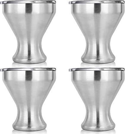 JILLMO Martini Glass, Insulated Stainless Steel Margarita Glass with Lid, Set of 4