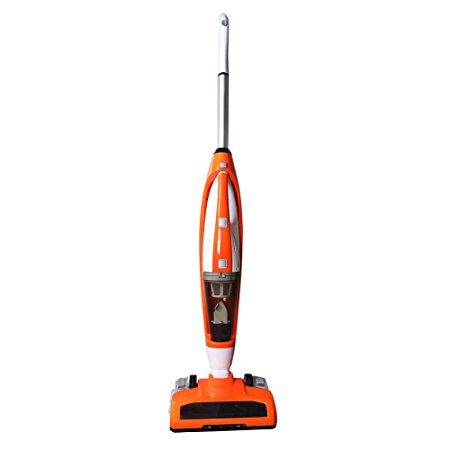 EVERTOP Cordless Vacuum Cleaner, 4 in 1 Bagless Stick Upright Vacuum Cleaner, Handheld Vacuum Cleaner, Floor Carpet Sweeper, Wet-Dry Vacuum Mop Cleaner for Hard Floor, Thin Carpet (Orange)