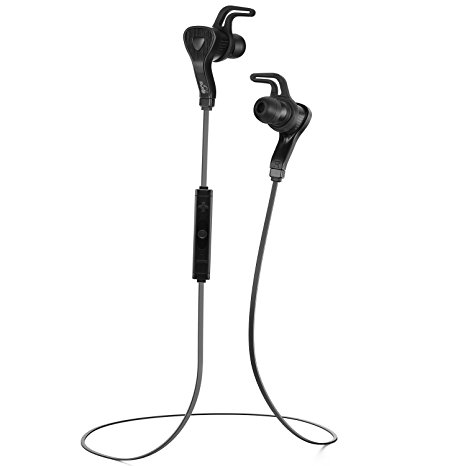 Bluetooth Earbuds Wireless Earphones - Sport Headphones with Apt-x, Sweatproof Earphones with Mic, Noise Cancelling, Up to 5 Hours Playtime Black by iDeaUSA