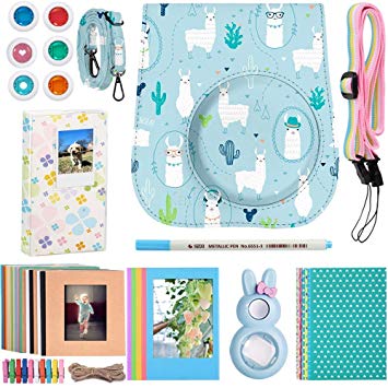 Katia Instant Camera Accessories Bundle Compatible for Fujifilm Instax Mini 9 / Mini 8 Instant Film Camera. Including Camera Case, Album, Frame, Stickers, Strap, Filters, Selfie Len, Pen