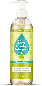 Puracy Liquid Baby Laundry Detergent - 1,4 Dioxane Free, Natural, Scent-Free Gentle Laundry Detergent Liquid Concentrate Laundry Pouch with Stain Fighting Enzymes, Free & Clear, 16oz