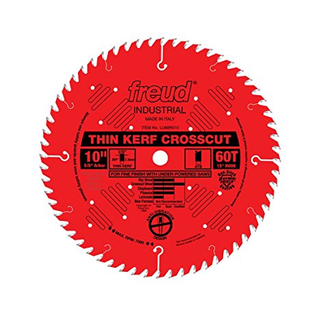 Freud 10 In. 60 Tooth Thin Kerf Crosscutting Saw Blade with 5/8 In. Arbor (LU88R010)