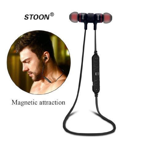 Bluetooth Headphones, Magnet Wearable V4.0 Wireless Hands Free earbuds, Lightweight Sweatproof Bluetooth Stereo Sports Headset Earphones In-Ear Noise Isolating Headphones with Microphone-Black