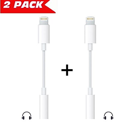 iPhone 7/7Plus Adapter Headphone Jack ,Samcable Lightning to 3.5 mm Headphone Jack Adapter for iPhone 7 / 7 Plus Accessories 2Pack White