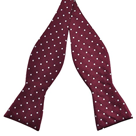 PenSee Mens Self Bow Tie Polka Dots Woven Silk Bow Ties-Various Colors