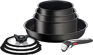 Tefal L3959053 Ingenio Unlimited On Töpfe- und Pfannen-Set, stapelbar, abnehmbarer Griff, platzsparend, antihaftbeschichtet, Induktion, 8-teilig, schwarz