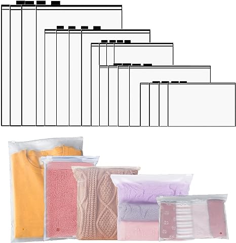 20 Pcs Frosted Resealable Bag, Plastic Hospital Bag Maternity Essentials,Ziplock Bags Travel Holiday Storage Accessories ,Waterproof Luggage Organiser Pouch for Clothes Garment School Trip