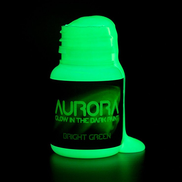 Glow in the Dark Paint (20ml) Aurora Bright Green, Non-Toxic, Water Based, by SpaceBeams