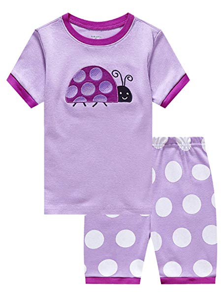 Girls Short Sleeve Pajamas Set Kids Short Pjs Sets Summer Cotton Sleepwears
