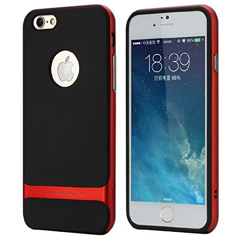 iPhone 6/6s 4.7" Case, ROCK® [Royce] Anti-scratch Drop Protection Ultra Thin Slim Fit Dual Layered Heavy Duty Armor Hybrid Hard PC Soft TPU Protective Shell Case for Apple iPhone 6/6s 4.7" - Red/Black