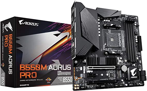 GIGABYTE B550M AORUS PRO (AM4 AMD/B550/Micro ATX/Dual M.2/SATA 6Gb/s/USB 3.2 Gen 2/PCIe 4.0/HDMI/DVI/DDR4/Motherboard)