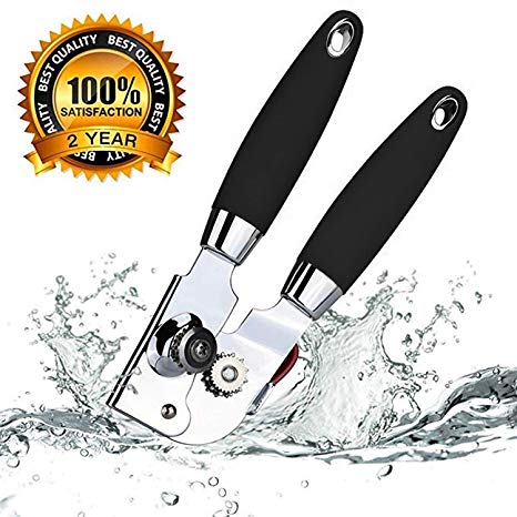Can Opener Heavy Duty Tin Opener Professional Stainless Steel NO-Rust Manual Can Opener Bottle Opener Ergonomically Designed Handle and Easy to Turn Knob -Dishwasher Safe（Black) (black7)