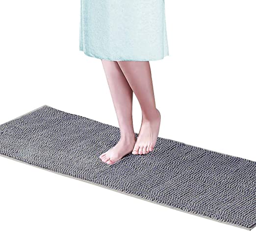 XIYUNTE Chenille Bath Rug Mat, 20 x 55 Extra Long | Extra Soft | Absorbent Shaggy Bath Rugs Large Runner Rugs, Best Choic Carpet Mats for Tub, Shower, and Bath Room, Machine Washable, 950g