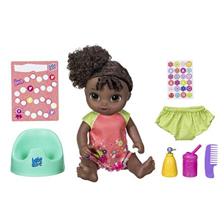 Baby Alive Potty Dance Baby: Talking Baby Doll with Black Curly Hair, Potty, Rewards Chart, Undies and More, Doll That “Pees” on Her Potty, for Girls and Boys 3 Years Old And Up