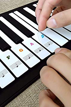 Piano Key Stickers, Music Piano Keyboard Stickers Black& White Keys Note Sticker for 37/49/54/61/88 keys,Transparent Removable Stickers for Kids Beginner