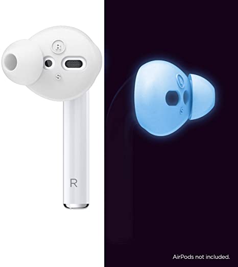 elago Earbuds Cover Designed for Apple AirPods 2 & 1 or EarPods [4 Pairs: 2 Large   2 Small] (Nightglow Blue)