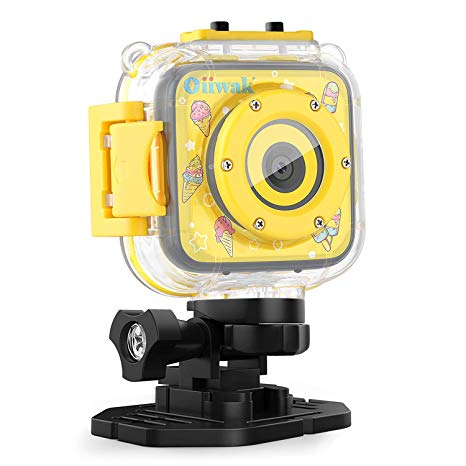 Camera for Kids, Oiiwak Children Camcorder Waterproof Digital Video HD Action Camera 1080P Sports Camera for Girls Birthday Toy (Yellow)