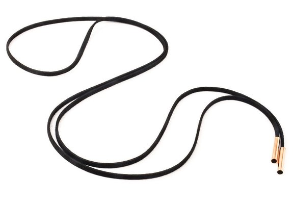 Tube on the Ends Black Faux Suede Wrap Choker Long Necklace, 60"