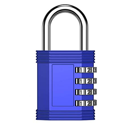 Combination Padlock Outdoor, 4 Digit Combination Locker Lock for Gym and School - Resettable and Weatherproof, Fence Gate Shed- Easy to Set Your Own (Blue)