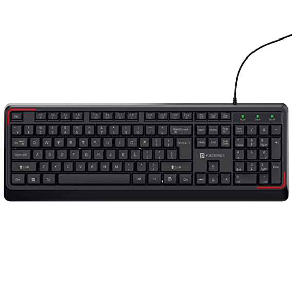 Portronics KI-PAD Wired Keyboard with Gaming Mode, 104 Keys, 1.5M Cable, Ergonomic Keys, Plug & Play(Black)